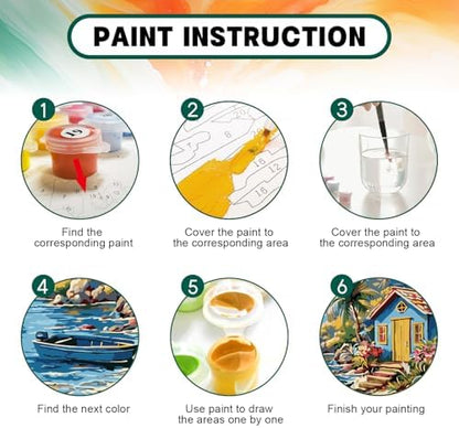 Possoco Paint by Numbers Kit for Adults Beginner, Beach Landscape Easy Adult Paint by Number Kits on Canvas, DIY Acrylic Watercolor Oil Paint by Number for Adults for Home Decor Gift 16x20 Inch - Image 4