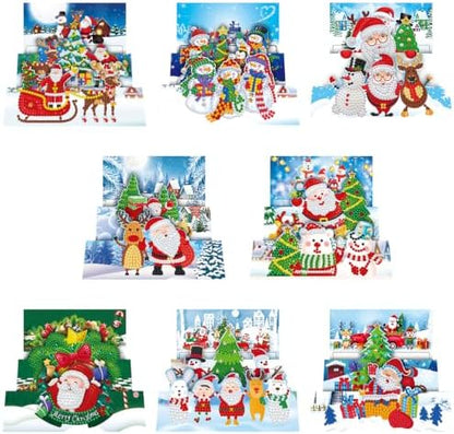 8PCS Santa Claus DIY Greeting Card Kits with Envelopes Diamond Art Greeting Cards Diamond Art Cards Kits for Adults DIY Crafts Family Friend Gifts by Unknown
