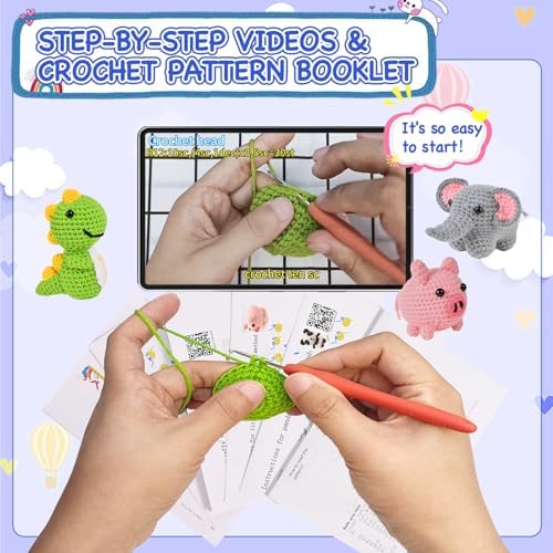 Wunila Crochet Kit for Beginners Adults, 6pcs Animal Crochet Starter Kit - Image 4
