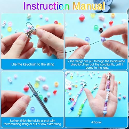 Tuhangcc 776 Pcs DIY Back to School Keychain Making Kit: Heart-Shaped Beads Adjustable Letter Alphabet Beads Strings, Gradient Brilliant Beads, 16 Charm Cards for Welcome First Day of School Gift - Image 5
