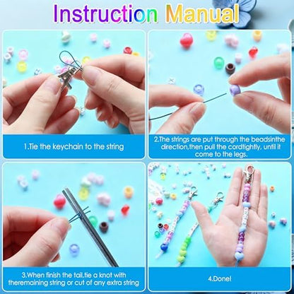 Tuhangcc 776 Pcs DIY Back to School Keychain Making Kit: Heart-Shaped Beads Adjustable Letter Alphabet Beads Strings, Gradient Brilliant Beads, 16 Charm Cards for Welcome First Day of School Gift - Image 5