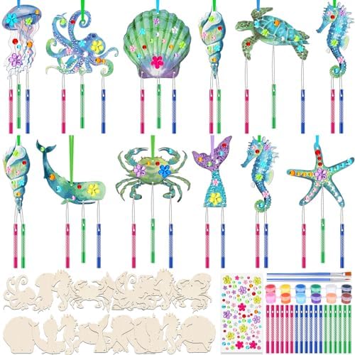 JellyArch Ocean Animal 30 Pack DIY Wind Chime Kit Art and Crafts by JellyArch