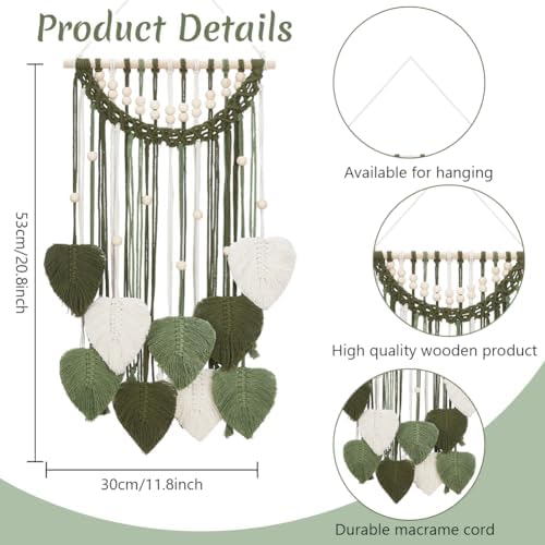 ORIGACH DIY Macrame Leaf Wall Hanging Kit Boho Macrame Leaf Tapestry Kit for Adults Beginner Handmade Macrame Feather Wall Hanging Decor for Living Room Bedroom - Image 3