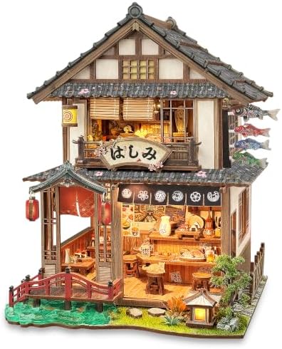 Japanese Book Nook Kit for Adults with Lights, Bridgeside Machiya by LORENOOKcraftsjoy