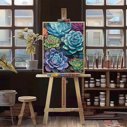 Natuyalo Paint by Numbers for Adults Beginner, Succulent Plants Acrylic Easy Paint by Numbers Kits Garden Landscape Craft Kits for Adults Suitable for Home Wall Decoration Flameless 16x20 Inch - Image 4