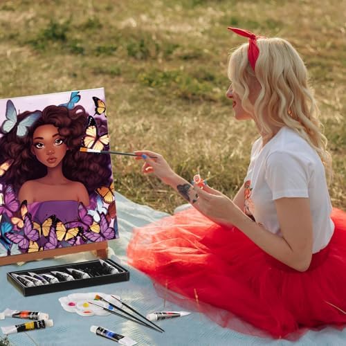 Cholemy 36 Pcs Paint and Sip Kit Gift for Adults 8''x10'',Sunshine Lady - Image 5