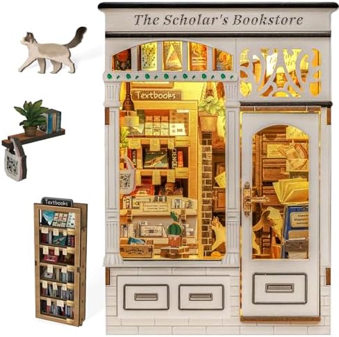 Fsolis Book Nook Kit DIY Miniature House with Cat by FsolisDIYDollhouse