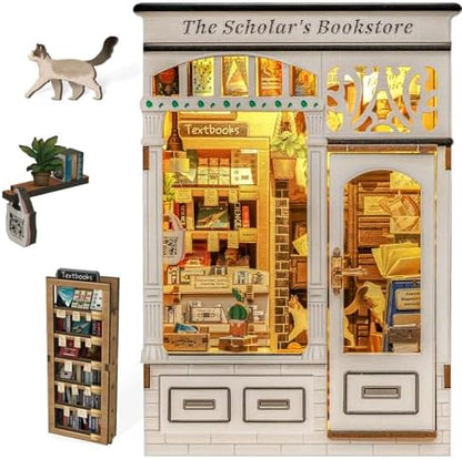 Fsolis Book Nook Kit DIY Miniature House with Cat by FsolisDIYDollhouse
