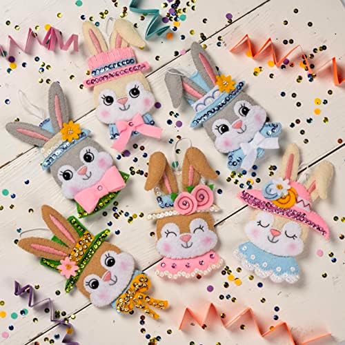 Bucilla Felt Applique 6 Piece Ornament Making Kit, Easter Bonnet Parade, Perfect for DIY Arts and Crafts, 89578E - Image 2
