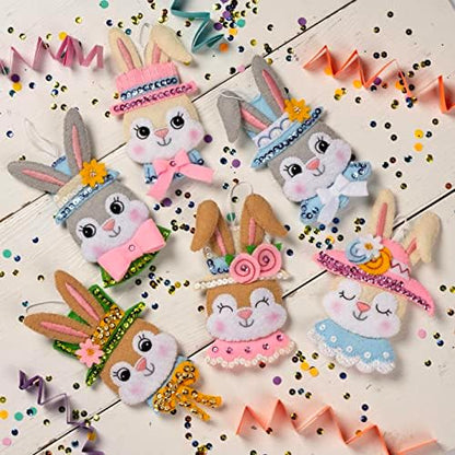 Bucilla Felt Applique 6 Piece Ornament Making Kit, Easter Bonnet Parade, Perfect for DIY Arts and Crafts, 89578E - Image 2