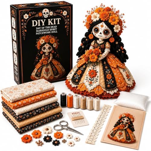 Day of the Dead Patchwork Doll DIY Sewing Kit for Adults，Color-A by Unknown