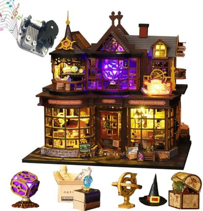 DIY Miniature House Kit,Tiny House Kit with Musical Movements 3D Wooden Dollhouse Miniature Kit for Adults,Wooden Crafts Miniatures Architectural Model Kits Birthday Home Decor (Without Dust Cover) by TOPBSFARNY