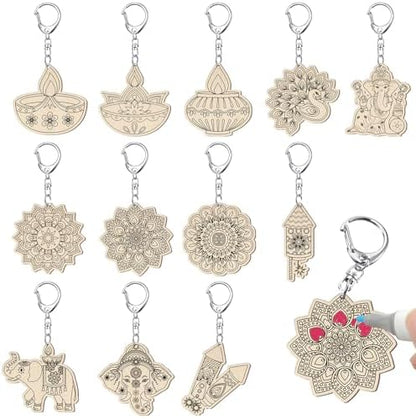 RattanView 24 Pcs Diwali Craft Keychains DIY Keychain, 12 Styles by RattanView