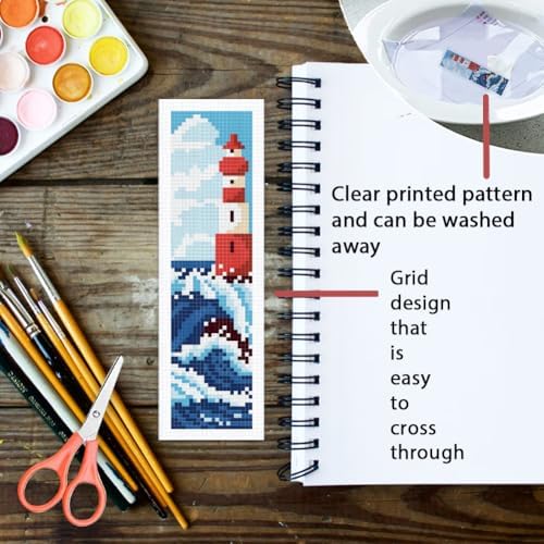 ORIGACH 6 Set Ocean Wave & Nautical Cross Stitch Bookmark Kit for Beginner - Image 3