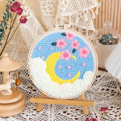 Woohome Punch Needle Kit Included Plastic Hoops, Punch Needle Cloth, Color Yarn and Punch Needle Tools for Adults, Beginners (Moon and Sunflower) - Image 3