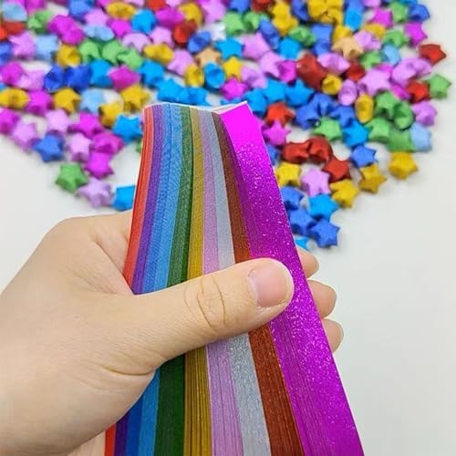 520 Sheets Flash Diamond Origami Star Paper Strips 7 Different Styles Glitter Lucky Paper Stars Strips for DIY Handmade Crafts - Image 4