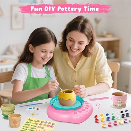 Pottery Wheel for Kids with Air Dry Clay Kit, 12 Paints & Tools, Ages 6-12 - Image 3