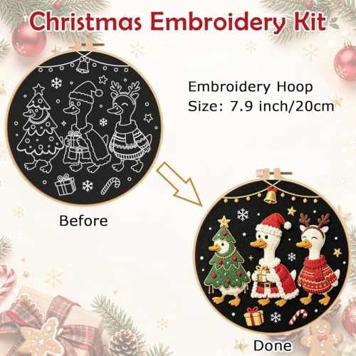 Nuberlic Christmas Embroidery Kit for Beginners Adults DIY Needlepoint - Image 4