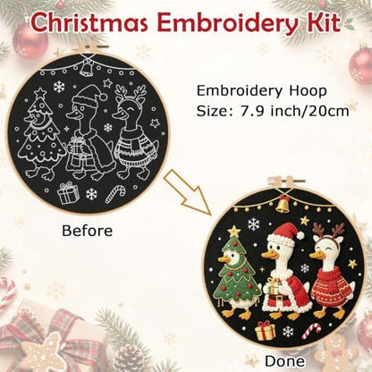 Nuberlic Christmas Embroidery Kit for Beginners Adults DIY Needlepoint - Image 4