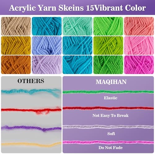 MAQIHAN Acrylic Yarn for Crocheting - 15x20g Soft Knitting Yarn for Crafts - Image 6