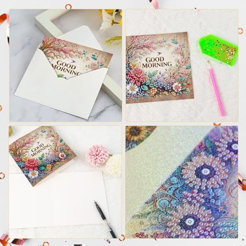 LazyFold 6Pcs DIY Diamond Art Painting Greeting Cards with Envelopes, Beautiful Scenery All Occasion Note Card Kit for Women, Handmade Thank You Birthday Friendship Cards Gift - Image 4
