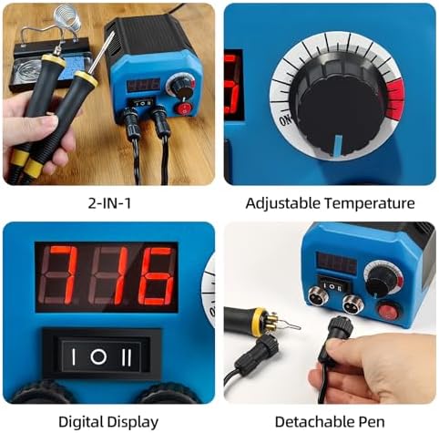 FIRElood LH55-Z2-NS2 Wood Burning Tool 200~750℃, Wood Burning kit with Digital Thermometer Temperature Adjustable Temperature, 2 pyrographic Wood Burning pen Simultaneous heating, 36 pen tips - Image 4