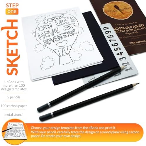 Scissor-Tailed Beginners Wood Burning Kit 140 Pieces. Best Gift Idea for Art & Craft Kit Lovers. Woodburning DIY Hobby Kits with 9 Large Wooden Plaques to Make Unique Wood Burning Projects - Image 5