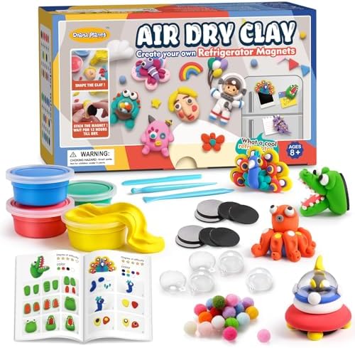 Drama Planet Air Dry Clay Kit for Kids, Make 8 Fridge Magnets by DramaPlanet