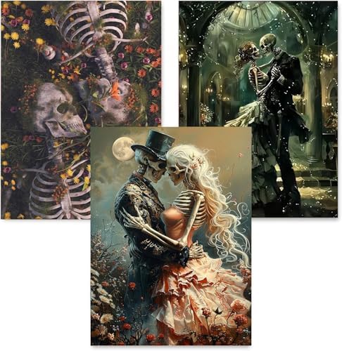 3 Pack Skull Paint by Numbers Kit for Adults Framed Canvas, Frameworkless by FairylandJinWenn