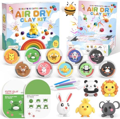 Air Dry Clay Kit for Kids, 10 Animal Boxes with Sculpting Tools by Cmiolacuna