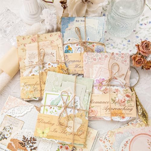 400Pcs Vintage Floral Scrapbooking Kit, Paper & Stickers - Image 3