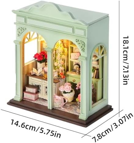 CUTEROOM DIY Miniature House Building Kit for Adults with LED Lights - Realistic Mini Dollhouse Model & Wooden Furniture, Creative Craft Kit for Home Decor Gift- Floral Reverie - Image 2