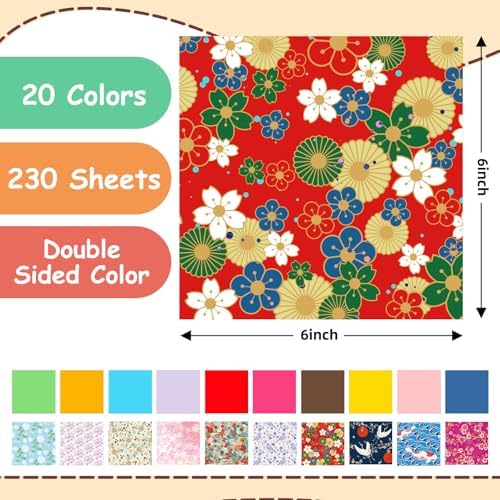 hapray Japanese Origami Paper Kit, 500 Colored Paper 6x6 for Kids Ages 5-12 - Image 3