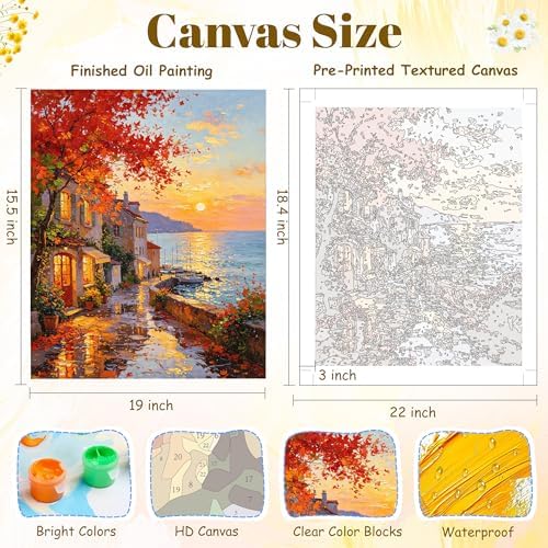 NKVNKV Paint by Numbers Kit for Adults Beginners, Mountain Adult Paint by Numbers on 20" Lx16 W Canvas for Painting Kits for Adults in Colorful Box，for Gift Home Wall Decor Without Frame - Image 3