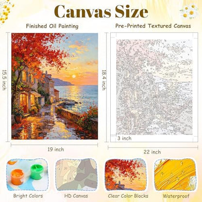 NKVNKV Paint by Numbers Kit for Adults Beginners, Mountain Adult Paint by Numbers on 20" Lx16 W Canvas for Painting Kits for Adults in Colorful Box，for Gift Home Wall Decor Without Frame - Image 3