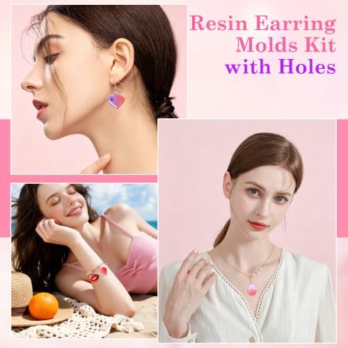 Resin Earring Molds Kit with Holes, 43PCS Silicone Jewelry Making Set - Image 3