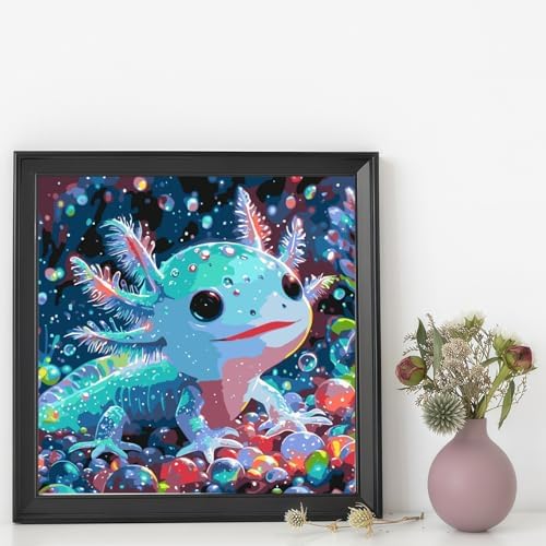DOTSTART Paint by Numbers Kit for Adults,Glittering Axolotl Paint by Number for Adults,Acrylic Adults' Paint-by-Number Kits, Easy Paint by Number Adult Canvas for Home Wall Art Decor, 15.8 X 15.8 inch - Image 5