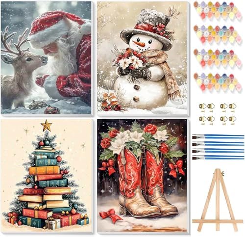 VIGEGU 4 Pack Christmas Paint by Numbers Kit for Adults with Framed by VIGEGU