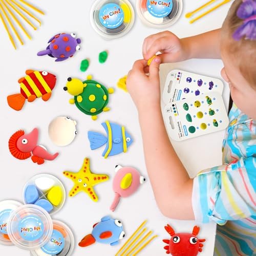 Air Dry Clay for Kids,12 Box Sea Animal Modeling Clay Art Craft Kit,Ultra Soft & Mess-Free, with Sculpting Tools, Tutorials, Ideal Gift for Boys Girls Birthday Christmas Party Favor - Image 7