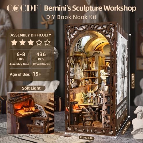 Bernini's Sculpture Workshop Book Nook Kit, DIY Miniature House with LED - Image 2