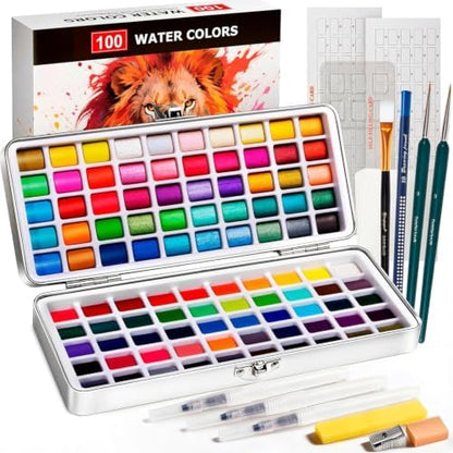 100 Colors Watercolor Paint Set, Travel Water Colors Kit for Artists by Unknown