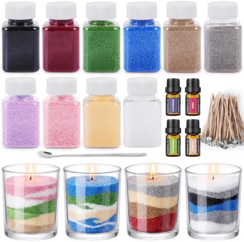 BISWYLBLJ 21 oz Natural Pearled Candle Sand Kit (10 Colors) by BISWYLBLJ
