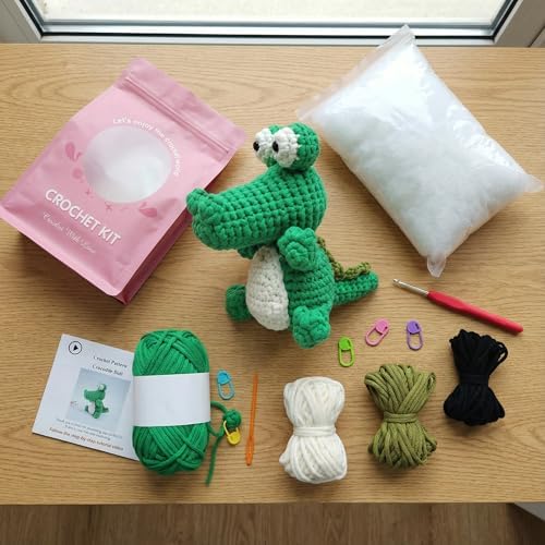 minimal beee Crocodile Crochet Kit for Beginners Easy Yarn Video Tutorials - Image 2