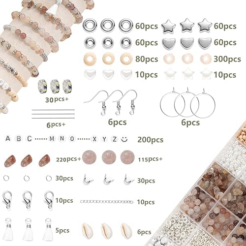 Xyliise Bracelet Making Kit Natürliche Perlen Set for Adults Beads for Bracelets Silver Jewelry Making Supplies DIY Jewelry Necklace Earrings (CZ006-Light Purple) - Image 2