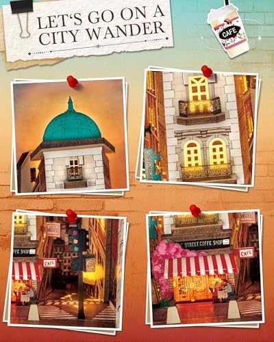Rolife DIY Book Nook Kits Sunset Street Scene, Endless Stairs Bookshelf Decor 3D Wooden Puzzles for Adults, DIY Miniature House Model Building Kits, DIY Crafts/Birthday Gifts for Teens & Book Lovers - Image 4