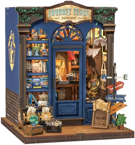 CUTEBEE Book Nook Kit - DIY Miniature House Dollhouse Kit for Adults and Teens, Booknook Tiny House Bookshelf Decor 3D Wooden Puzzle, Gifts for Family, Friends (Journey Trace Bookshop) by CUTEBEE