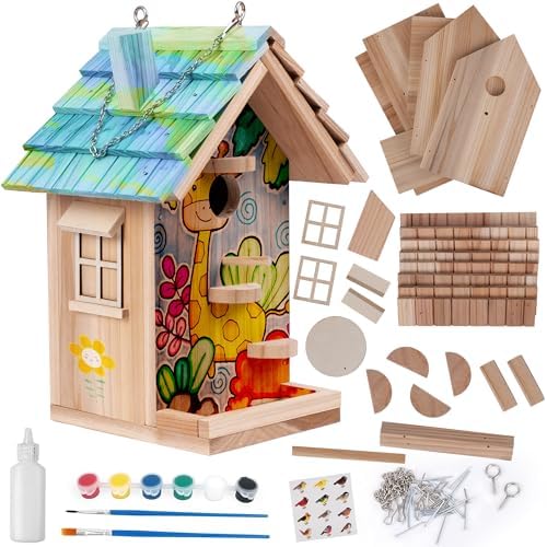 DIY Birdhouse Kit, Wooden Bird House for Adults to Build, DIY Bird House for Outside, Outdoor Woodworking Adult Crafts by ISENLAND