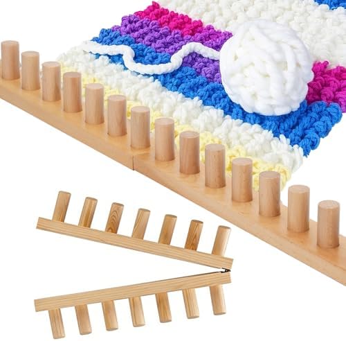 Sienson 30in Chunky Knitting Loom for Blanket Making – Foldable Wood Frame, Portable DIY Hand Knitting Kit for Beginners, Reusable Blanket Loom for Bulky Yarn Crafts & Gifts by Sienson