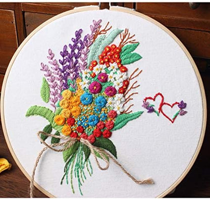 Konrisa Stamped Embroidery Kit with Pattern Floral DIY Sewing Cross Stitch Kits for Adult Flowers Plants Embroidery Starter Kit with Embroidery Floss,Hoops,Color Thread,Needle,Instruction,Set of 2 - Image 2