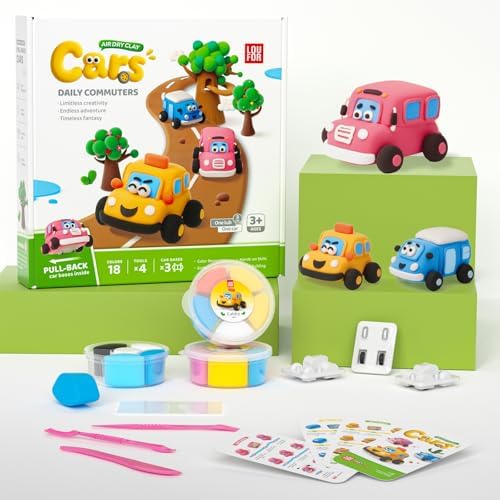 Air Dry Clay Kit for Kids - 3 Boxes Pull Back Car Making by LOUFOR-THENOBILITYINCLAY